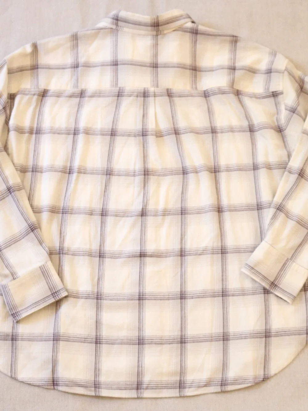 Levi's Men's XXL NWT Relaxed Fit Plaid Flannel Button-Up Shirt Cream 100% Cotton